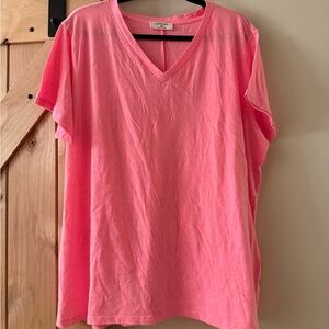 Zenana Outfitters Bright Pink V-Neck Tee